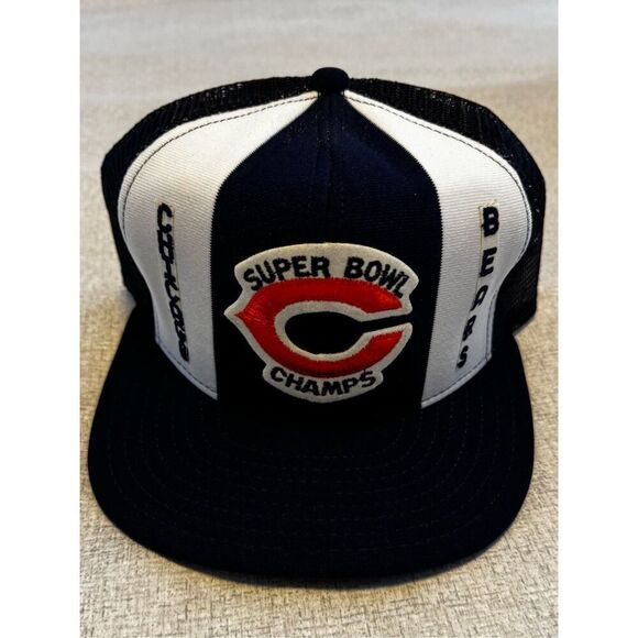 Chicago Bears Super Bowl Champions XX 20  Hat AJD Lucky Stripe Snapback Vintage - Picture 1 of 5